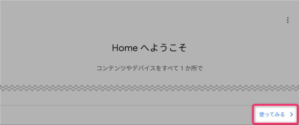 Google Home 『使ってみる』をタップ