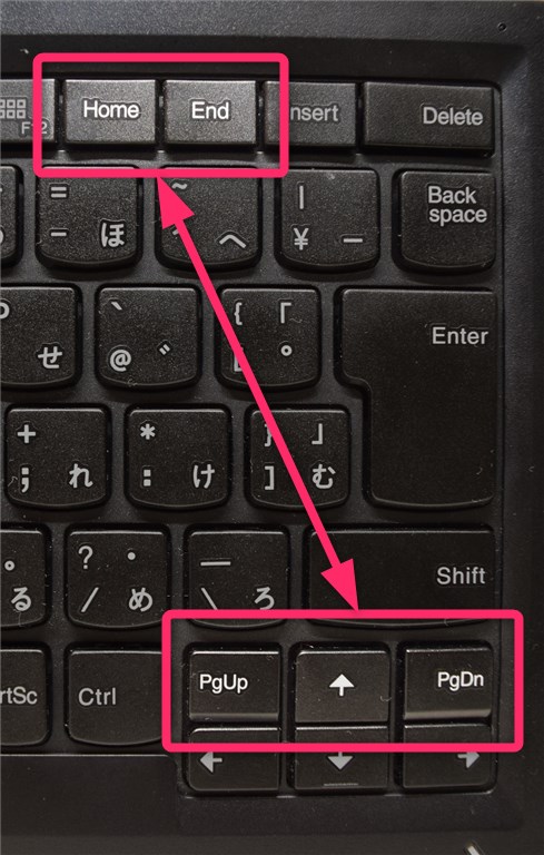 ThinkPadキーボードのHome/EndをPgDn/PgUpと入れ替えた