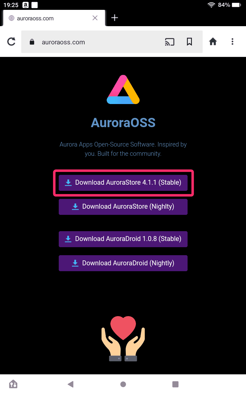 Aurora Storeダウンロード画面